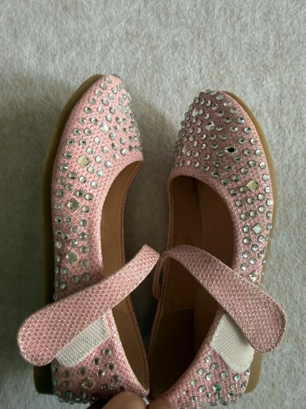 Girls 10.5T Pink Mary Jane Shoes Bow Rhinestone Dress Toddler NWOT